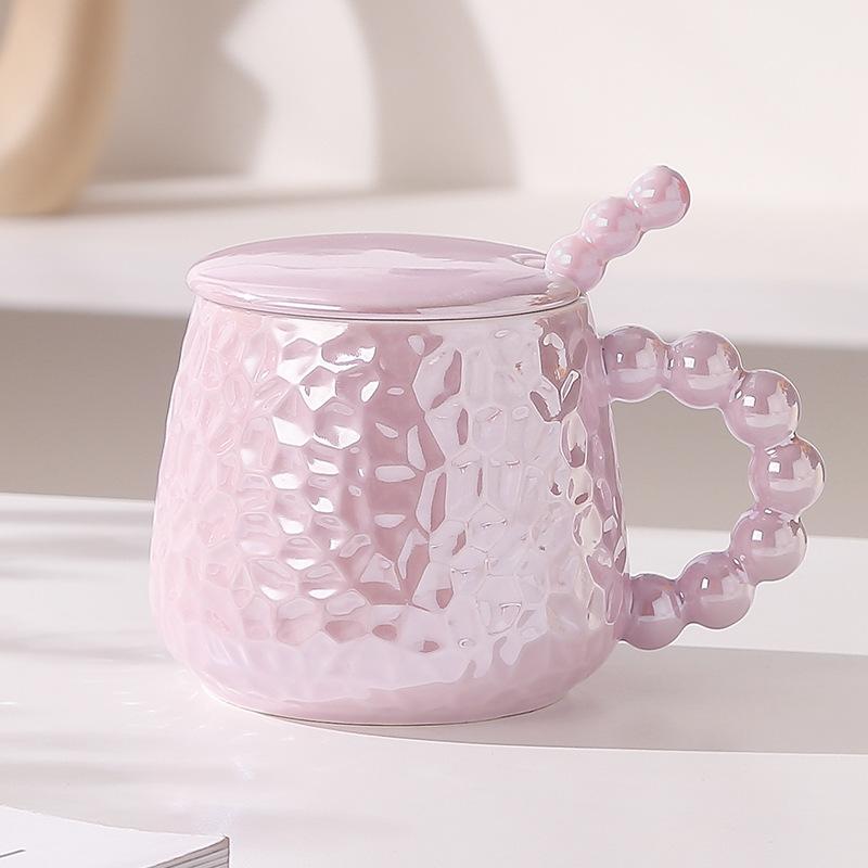 Light Luxury Style Cup Ceramic with Lid Spoon Household Couple Mug Girls Water Cup Design Sense Home Coffee Cup