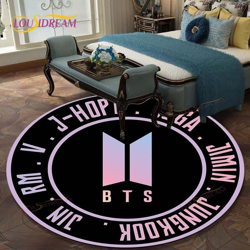 Kpop Bangtan Boys Round Carpets for Living Room Rugs Soft Flannel Floor Area Rug Bedroom Carpet Mat for Children Kitchen Rug