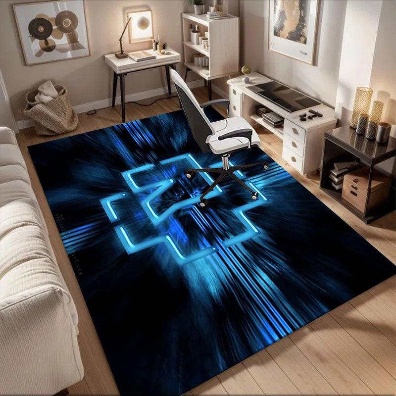 

Neon Blue Light Effect Abstract Background Wall Art PrintOffice Mat Perfect for Home Decor Office Desk Chair Rugs Chair Carpet for office Po 60cm by 90cm