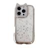For IPhone16ProMax Flash Diamond Phone Case for Apple15 Cute Cartoon Cat Ears 14 Electroplating Protective Case