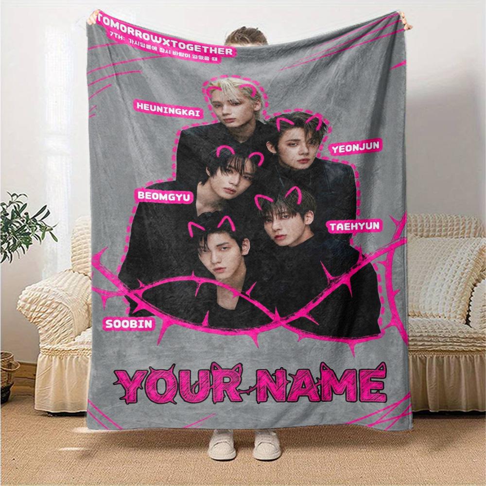 Name Custom TXT Print Flannel Blanket High Quality Warm Comfortable Cover for All Seasons Perfect for Gifts Home Decor