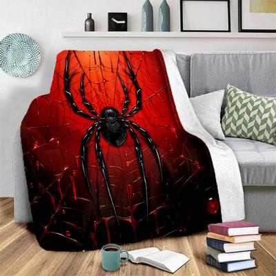 Halloween Spinnennetz Decke - Gruselig Gemütliche Überwurfdecke für Sofa/Bett, Weiches Flanell Geschenk für Horrorfans & Gruselige Deko