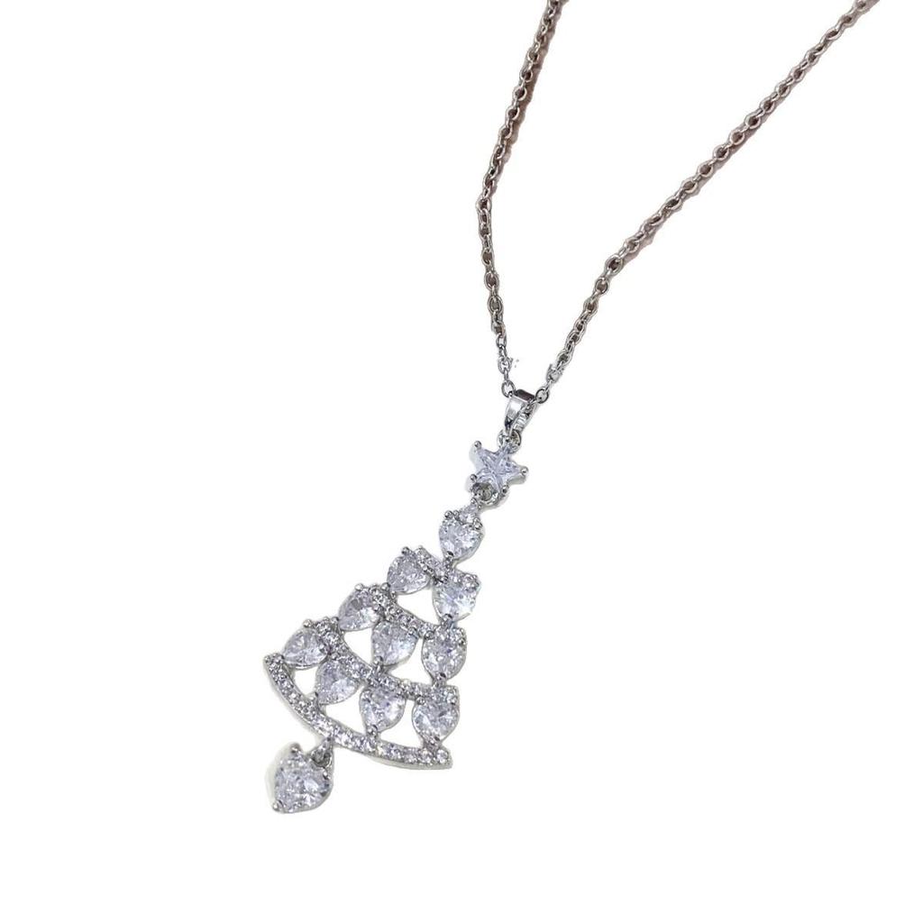 Zircon Star Christmas Tree Necklace and Earring Set – Elegant Winter Jewelry for Women