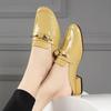 2025 nuove mezze pantofole da donna per l'estate, piatte, in vernice, modello lazy drag, con tacco spesso stile britannico, punta a sacchetto, pantofole fresche da donna