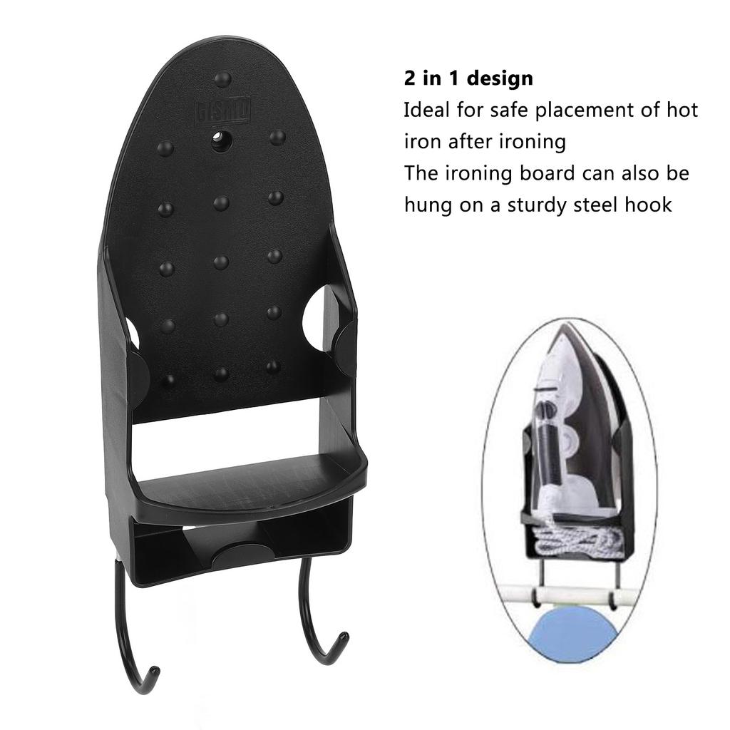 Electric Iron Holder Ht Resistant 2 In 1 Wall Mounted Iron Board Rack with Hook for Home Bathroom