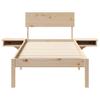 Brown Bed Frame with Headboard 75 x 190 cm Solid Pine Wood