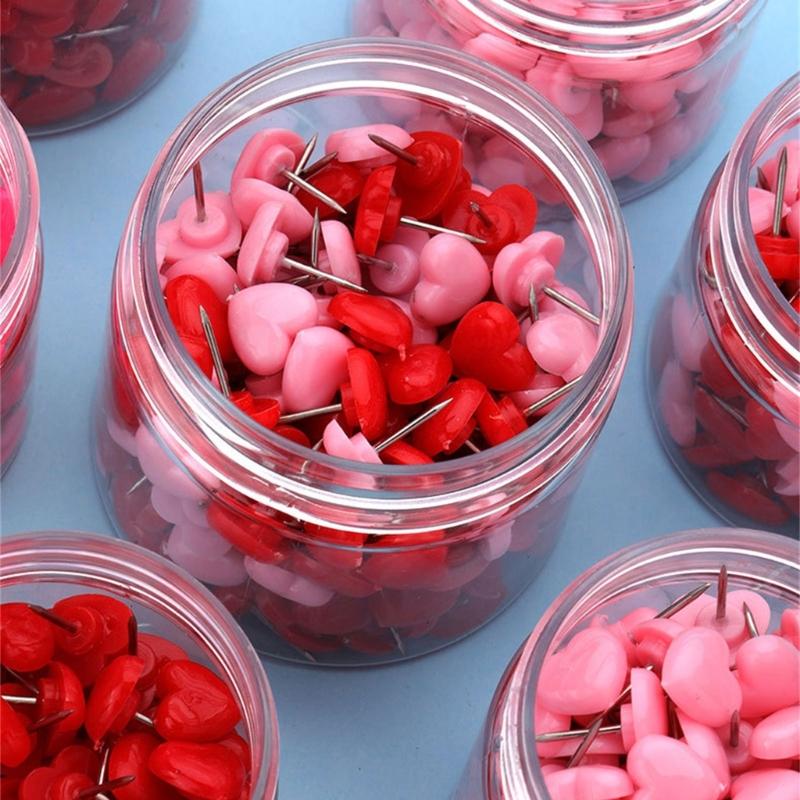50/100/150Pcs Heart Push Pins Notice Board Thumb Tacks Pins for Office School Notice Board Display Picture Note Memos