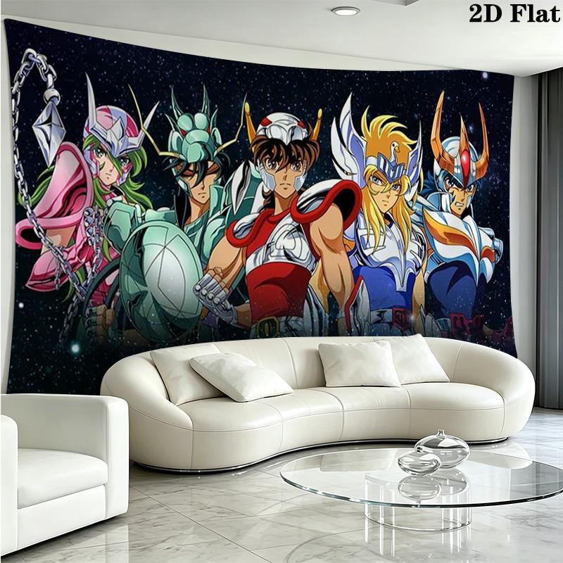 Saint Seiya Wall Tapestry Aesthetic Wall Hanging Printed Fabric Blanket Decorative Tapestries for Bedroom Living Room Home Decor