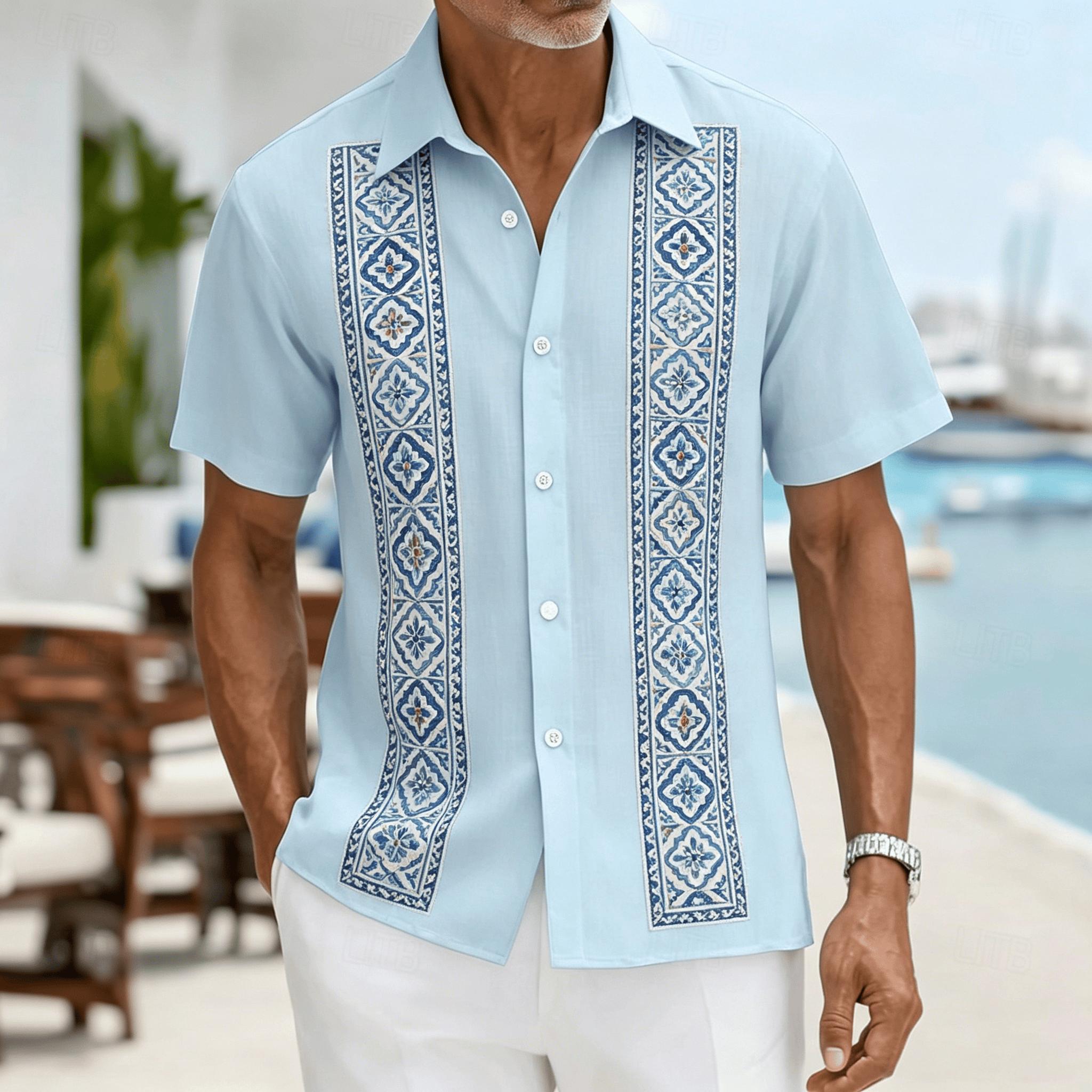 Summer Casual Holiday Beach Shirt 3D Simple Ethnic Pattern T-shirt Retro Short Sleeve Street Vacation Outdoor Men s and Women s Shirt S