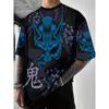 Warrior Dragon Print Super Stretch Casual Short-sleeved Men's Daily Party Home Social T-shirt Solid Color Street Fashion