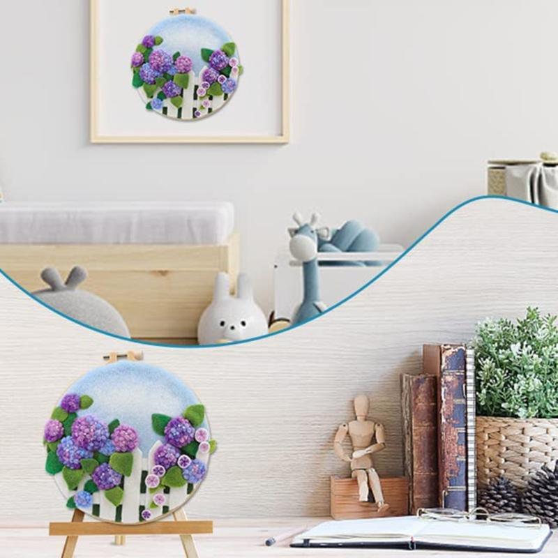 Florals Felting Starter Set Featuring Natural Linen And Practical Tool For New Craft