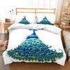Print Leaves Bird Feathers Bed Cover Sets Queen Size 100% Polyester Bedclothes 3Pcs Whole Set Peacock Bedding Set Bedroom