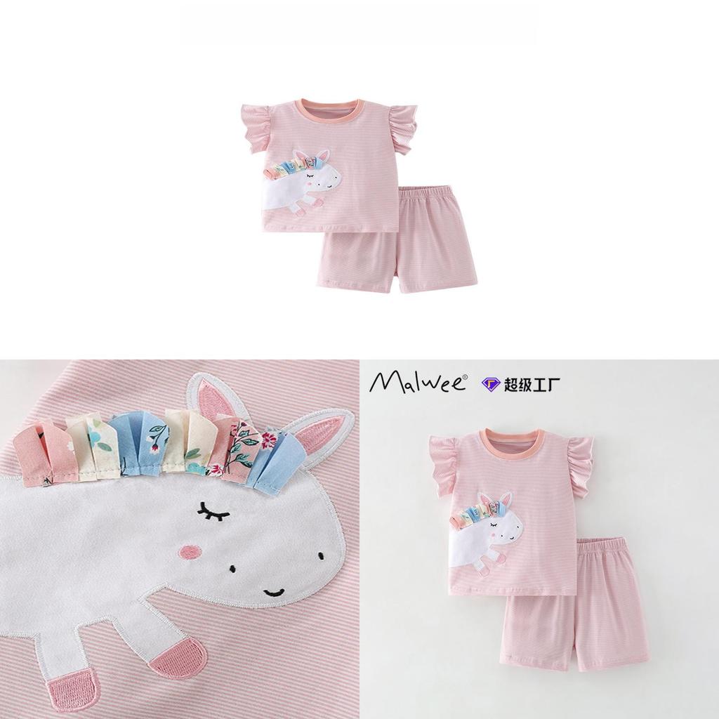 Girl Summer Cotton Animal Cartoon Twopiece Set For Kids Ages 3 To 8