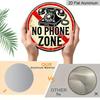 2D Flat 1pc, 8x8 in, No Phone Zone Round Aluminum Metal Sign - HD 2D Print, Perfect for Bedroom, Office, Living Room & Cafe Wall Decor - for Home