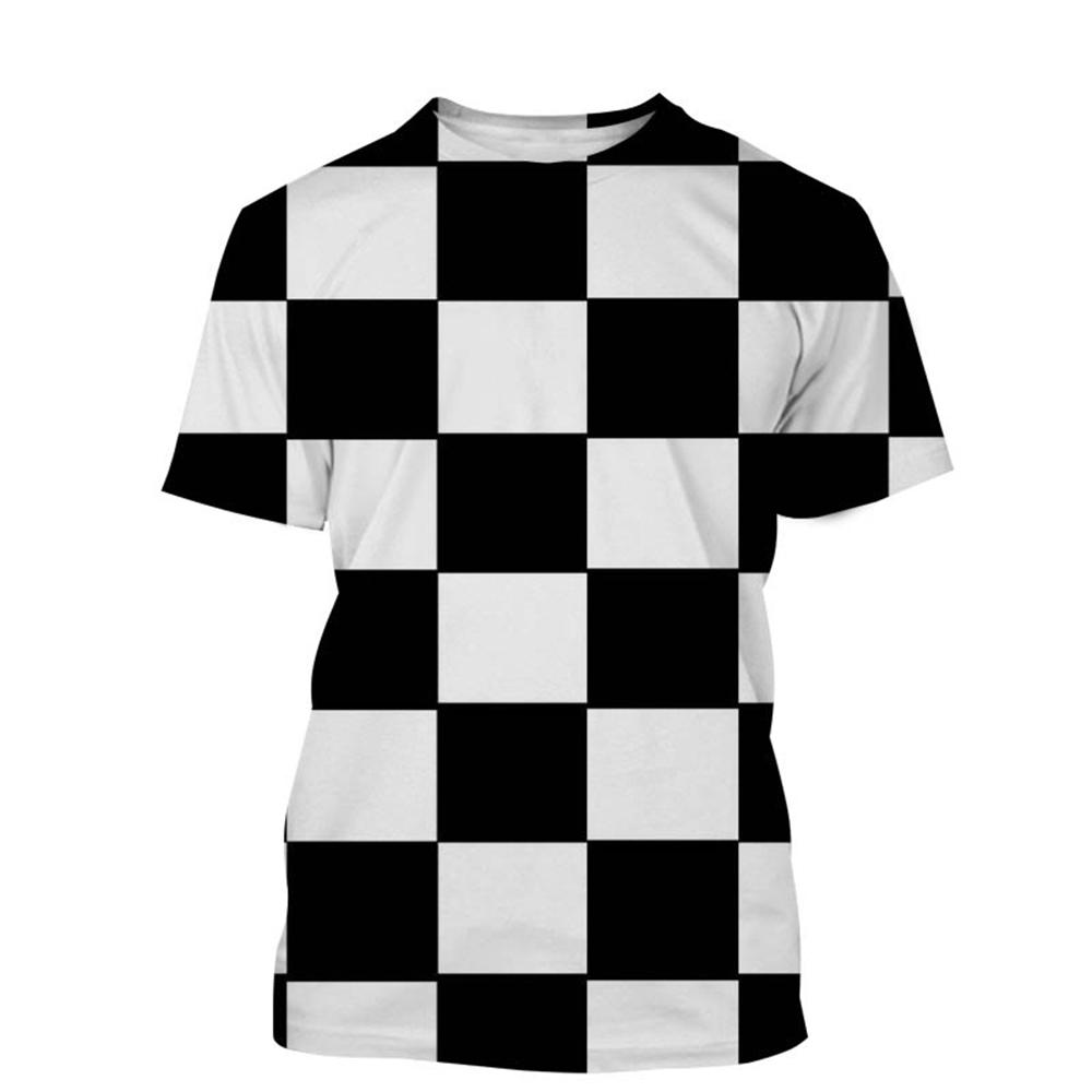 Newest Chess Game 3D Printing T Shirt Checkerboard Style Men's and Women's Casual Short-Sleeved T-Shirts