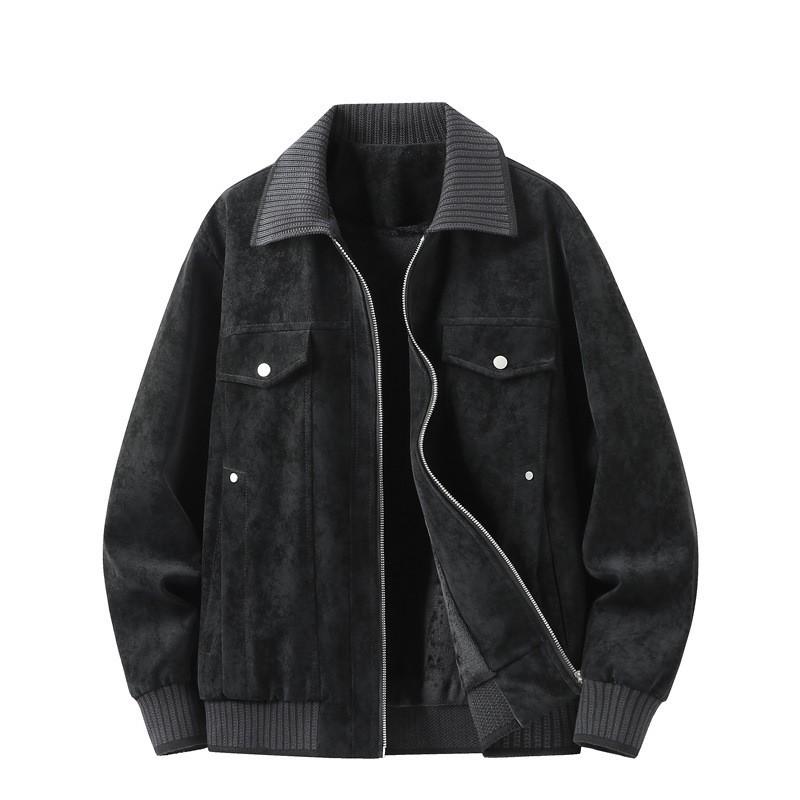 Mens Loose Faux Leather Jacket Warm Fleece Lined Windproof Casual Coat Fall 2026