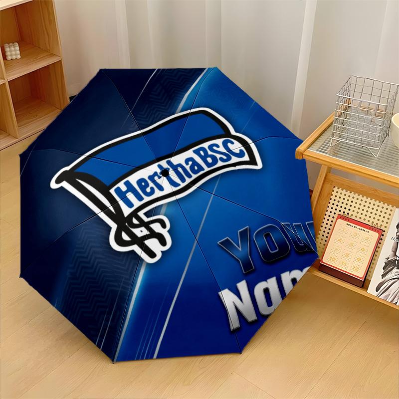 Hertha bsc Parapluie Pliant Automatique à 3 Plis 8 Baleines Coupe-Vent Protection Solaire Pluie pour Voyage Extérieur Usage Quotidien