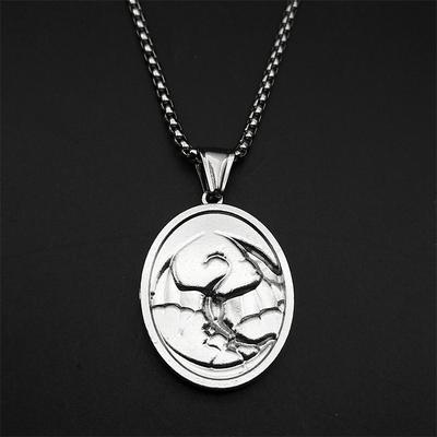 Vintage Fantastischer Westlicher Drachen Medaillen Anhänger Halskette für Damen Herren Edelstahl Gold Silber Farbe Punk Schmuck Geschenk