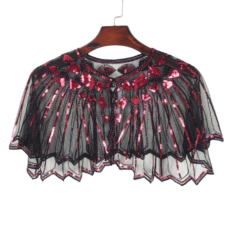 Damen Sommer Pailletten Mesh Schal - Aushöhlen Perlenmode Europäisch Amerikanisch Schulterwickel Sonnenschutz Strickjacke Weste