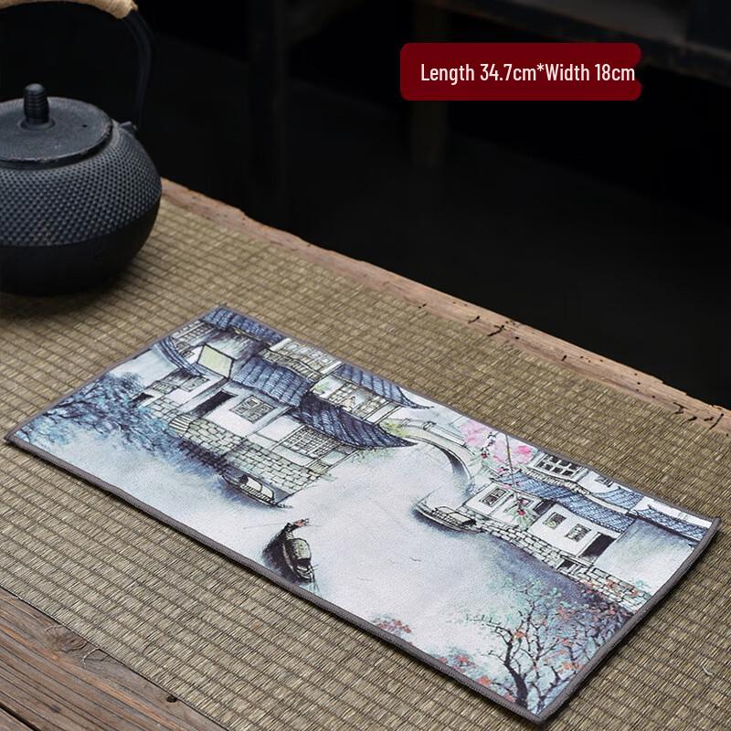 Hand-Painted Zen Suede Tea Table Runner