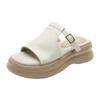 Sheepskin Version~ Retro Casual Platform Open-toed Sandals for Women's Summer New Versatile Soft-soled Muffin Bottom Half Slippers for Women
