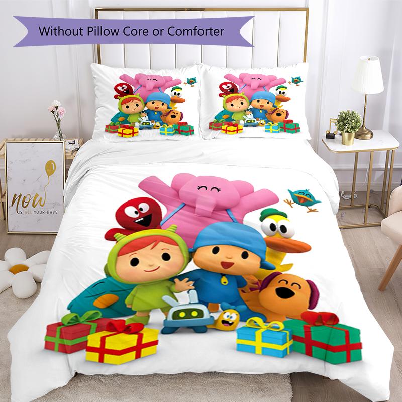 3-teiliges Pocoyo Bettwäsche-Set Bettbezug Verschluss Enthält 1 Bettbezug & 2 Kissenbezüge, Weich und Bequem für Alle Jahreszeiten.