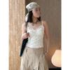 French Lace Boning Strap Camisole - Spring/Summer Slimming Textured Top for Women