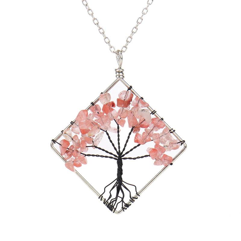 Tree Of Life Square Necklace Natural Irregular Gravel Fashion Accessories Necklace Accessories N51