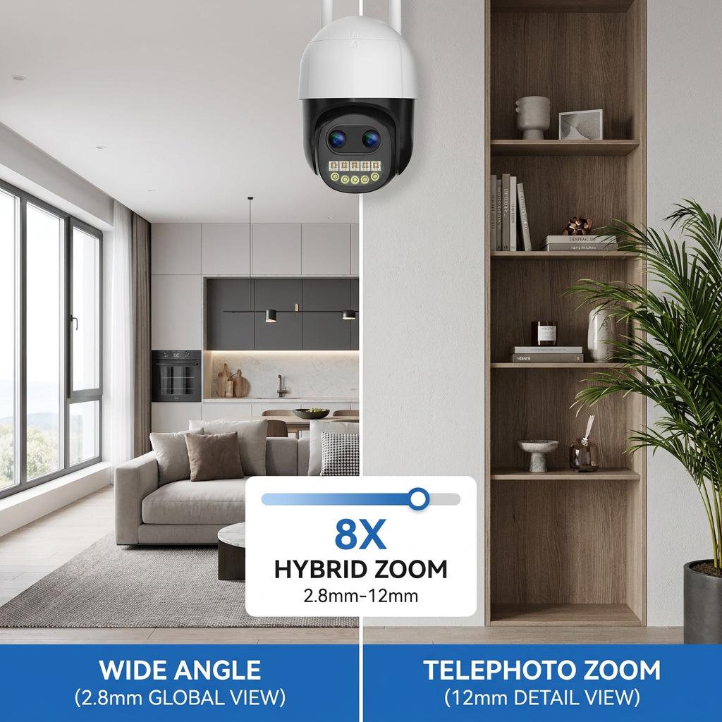 Icsee Wireless 5X Zoom 360° Panoramic Rotating Camera for Indoor/Outdoor Home Use