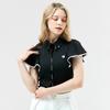 HENRY STUART Women'S Cape Collar T-Shirt Black