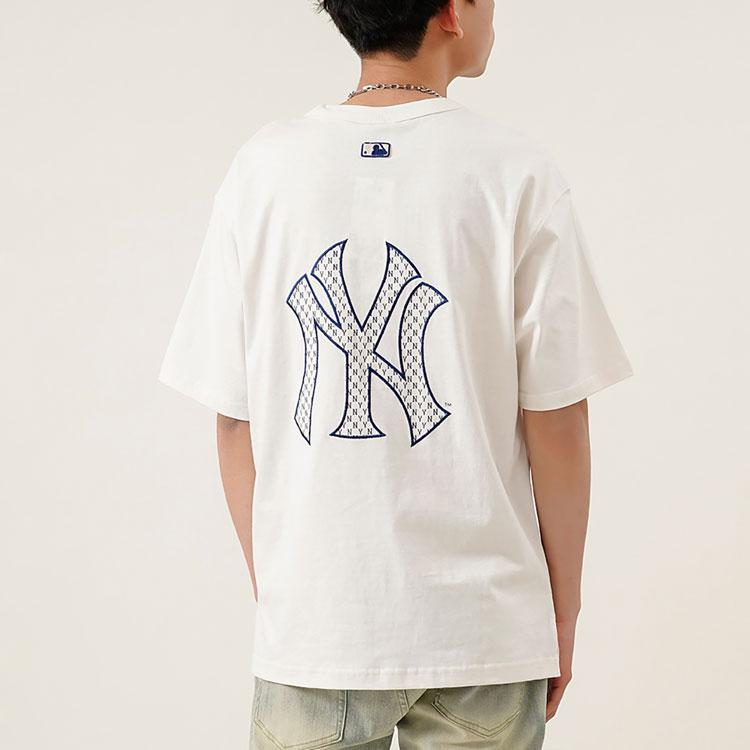 New MLB Old Flower T Shirts Unisex Milk White 3ATSM2023-50CRS