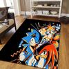 Sonic the Hedgehog Flannel Pattern Square Carpet,Area Rug,Carpet Rug for Living Room Bedroom Sofa Playroom Decor,Non-slip Floor Mat