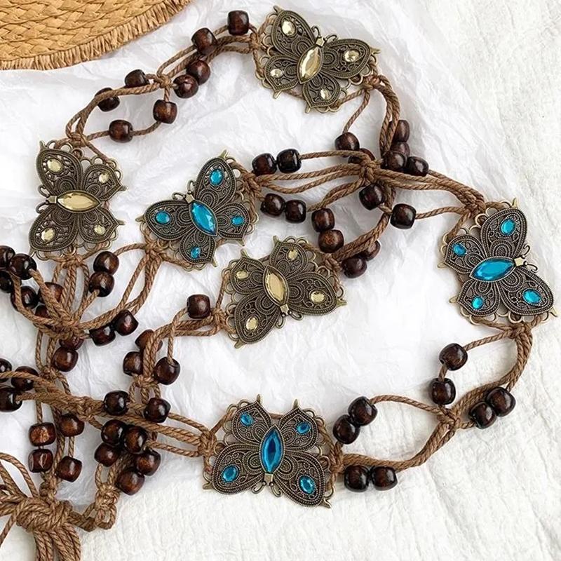 2026 Butterfly Tassel Waist Chain Y2K Trendy Bohemian Belt Summer Beach Accessories Vintage Flower Jean Skirt White Dress Belts