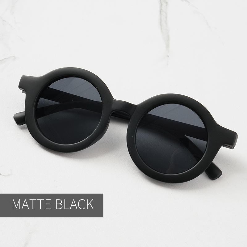Baby Sunglasses Matte Children's Sunglasses Trendy Round Frame Retro Mocha Colored Glasses  Anti Purple Line