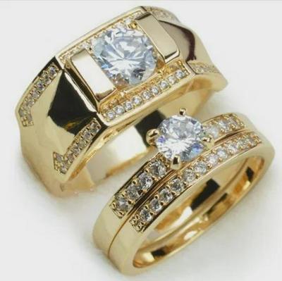 18k Gold Plated Couple Rings with Zircon – European & American Fashion