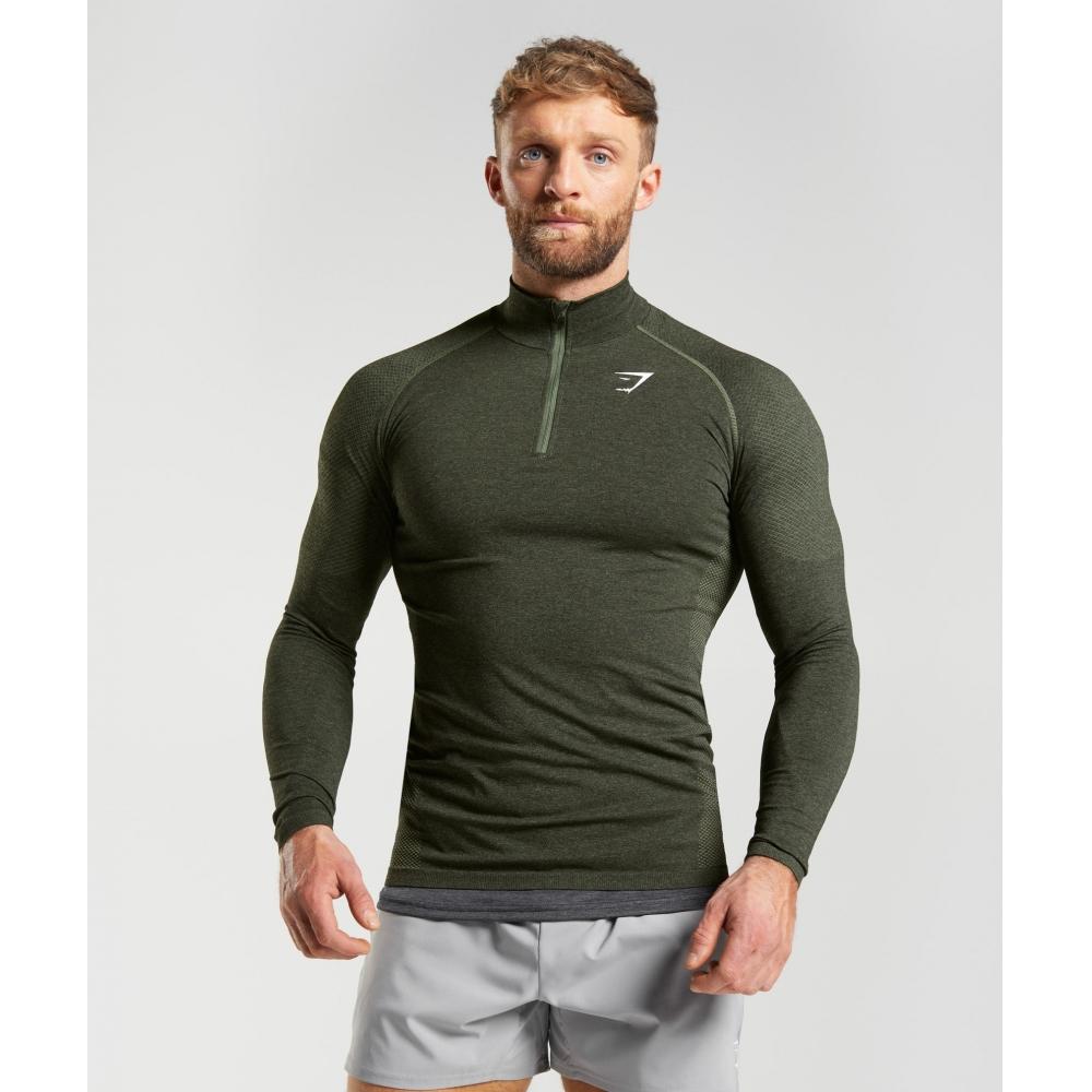 

GYMSHARK Vital Seamless 1 4 Zip Core Оливково-черный A3A4P EBH6