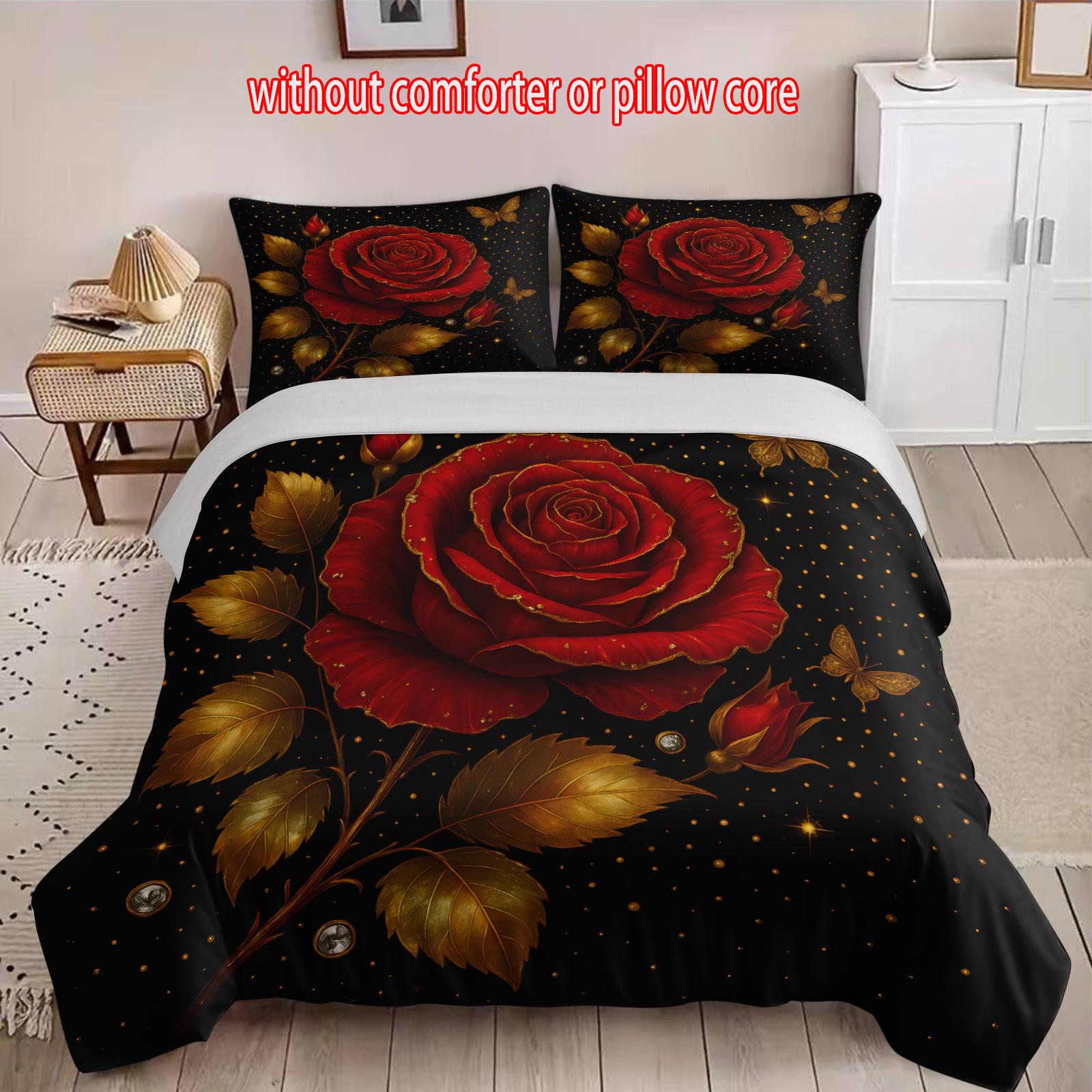 

Golden Rose Three-Piece 3D Digital Printing Home Textile cover 90 * 200 + and 50 * 75 * 1