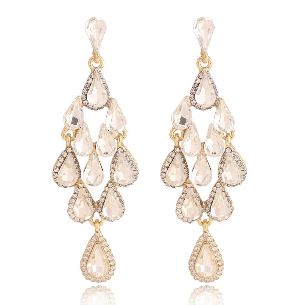Alloy Diamond Shape Drop Water Drop Earrings For Women Spring Fashion Jewelry