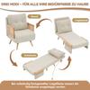 3-in-1 Sleeper Chair with Sleep Function, Foldable Relax Chair & Guest Bed, Lounge Chair with 5-Way Adjustable Backrest and Rattan Armrests, Beige.