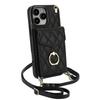 For iPhone 16 Pro Case Card Bag Leather+TPU Crossbody Phone Cover with Ring Kickstand
