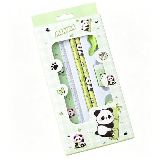 6Pcs/Set Stationery Set Cartoon Design Complete School Supplies with Pencil Eraser Ruler Back To School Stationery Kit