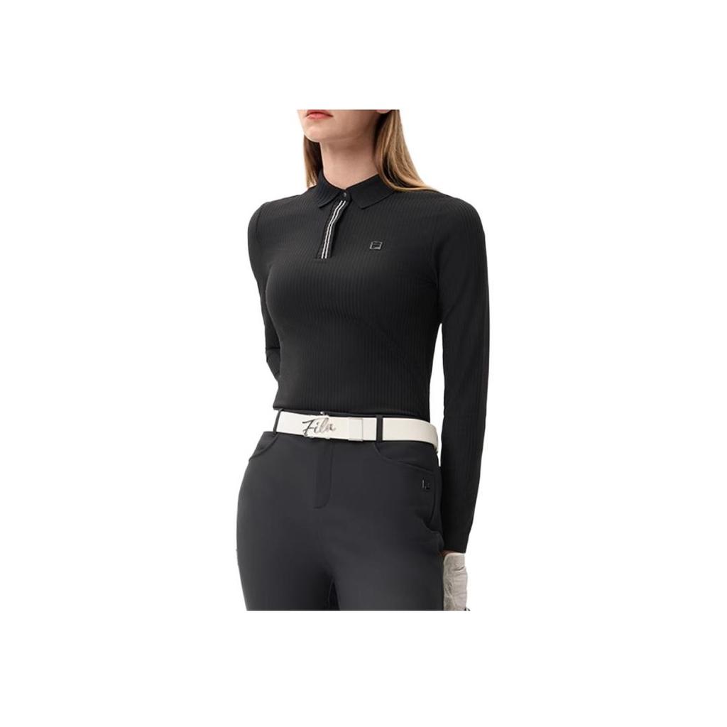 New FILA Golf Series SS25 Polo Shirt Women's Pitch Black A11W515205F-BK