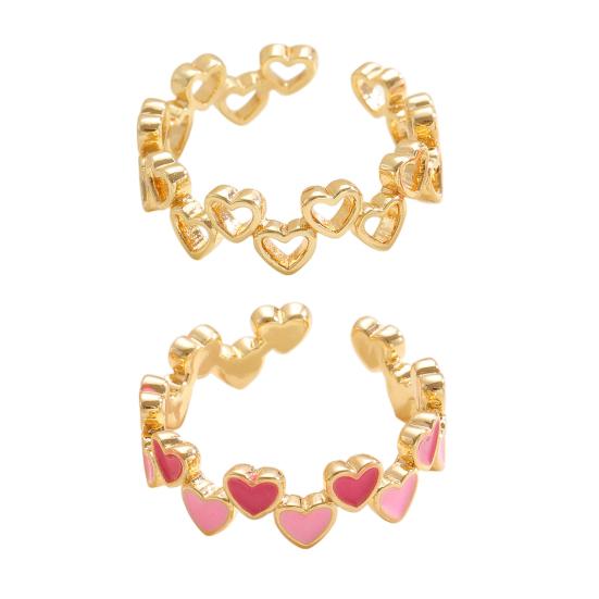 Women Ring Opening Adjustable Lightweight Finger Ring Golden Plated Hollow Heart Design Finger Band Jewelry Gift