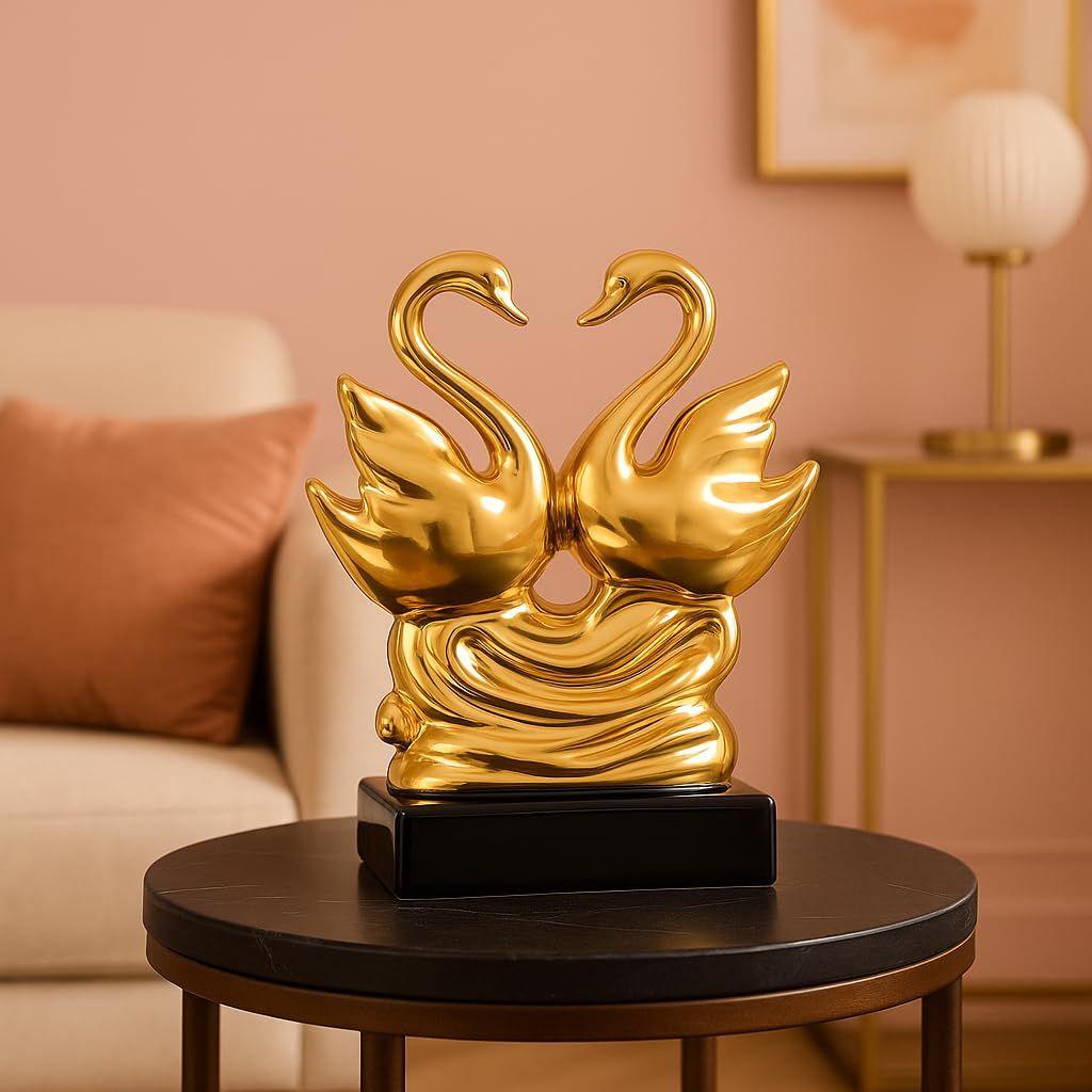 

Романтическая скульптура пары лебедей | Вечный символ любви и гармонии | Добавляет нотку элегантности любому пространству – Упаковка из 1 шт., Золотой