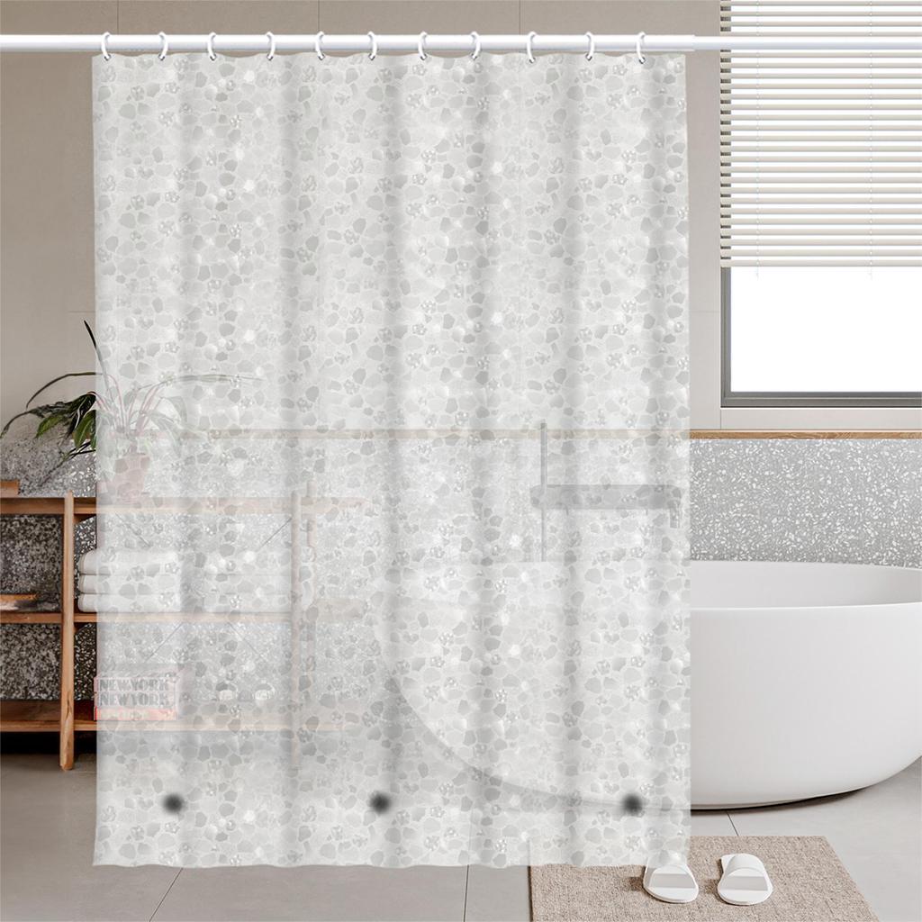 3D Printed PEVA Shower Curtain with Hooks – Thick, Waterproof, Mildew-Resistant Bathroom Partition