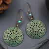 Ethnic Vintage Bohemia Big Ear Hook Drop Earrings For Women Geometric Leaf Wing Flower Hollow Round Boho Earings Antique Jewelry