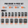 Impact Sockets Set 14pcs 6-Point 3/8in Drive Bit Ratchet Tool Kit Case