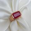 Roher Tiefroter Rubin Edelstein Sterlingsilber Gebürsteter Roségold Ring Schmuck, Einzigartiger Hochzeitsgeschenkring