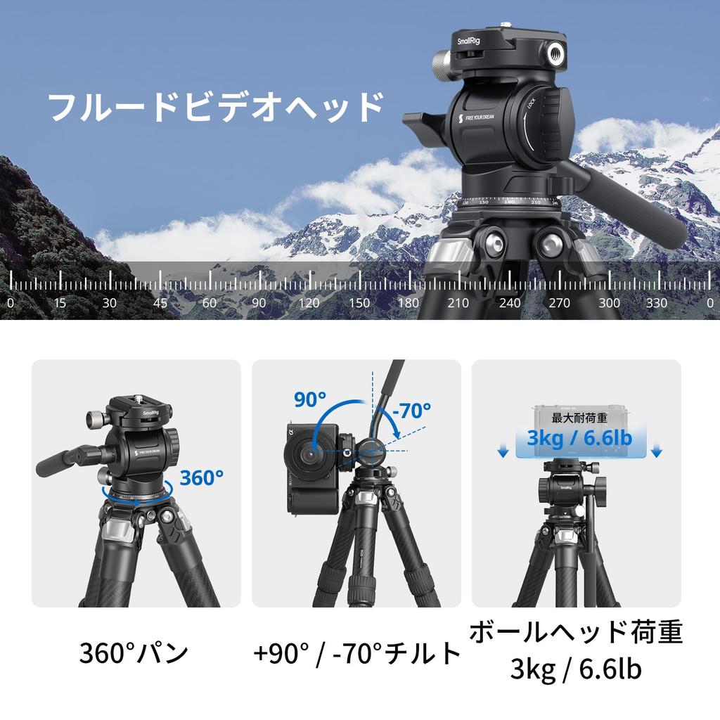 SmallRig 5026 Carbon Fiber Tabletop Supports Up To 3kg Height Up To Compact Desktop Tripod Kit with Ball Head and QR Plate for Compatible with and