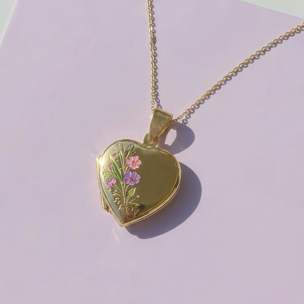 Colorful Small Flower Love Opening And Closing Photo Box Necklace Niche Pattern Personalized Literary Valentine'S Day Necklace
